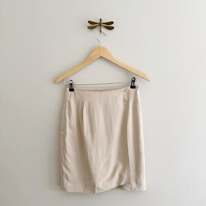 Vintage Silk Cream Minimalist Wrap Skirt